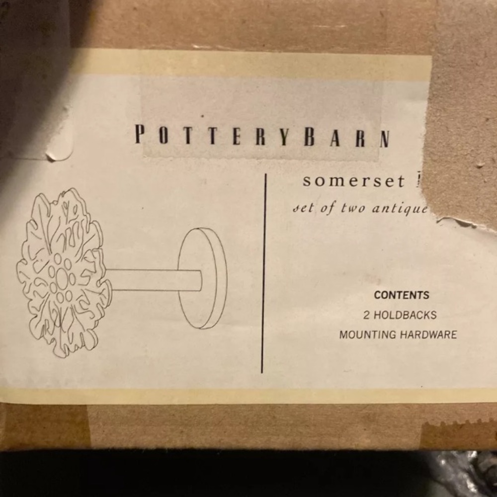 Pottery Barn Somerset Holdback New In Box Set Of 2